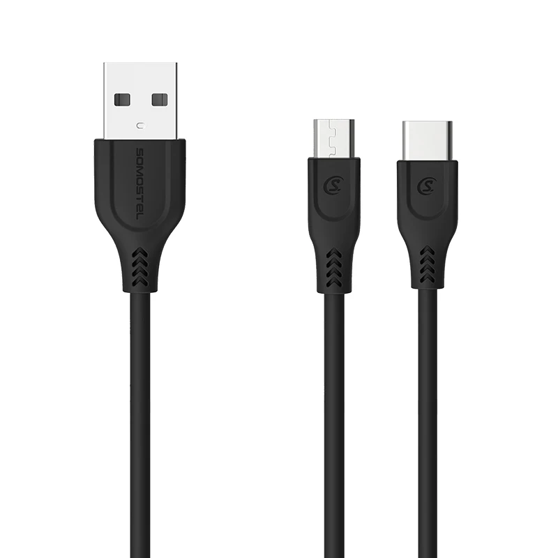 SOMOSTEL 3.1A Cable de datos rapido 1M TPE Quick Transmission Data Cable for Micro USB Type C Port Phone charge