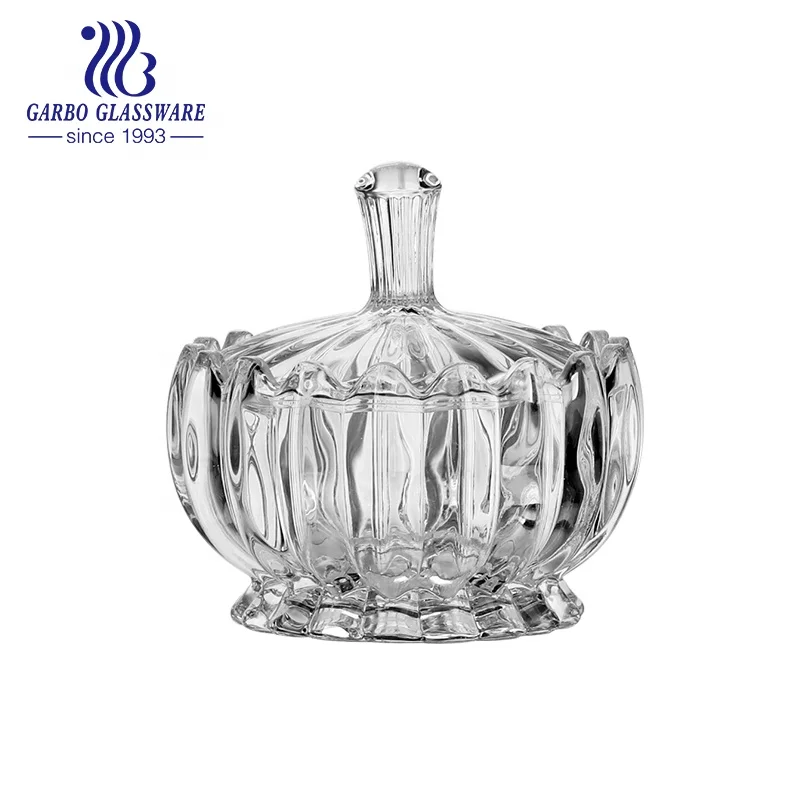Ion plating amber glass sugar candy pot with lid India Indonesia hot selling table decoration delicate glass candy storage jar