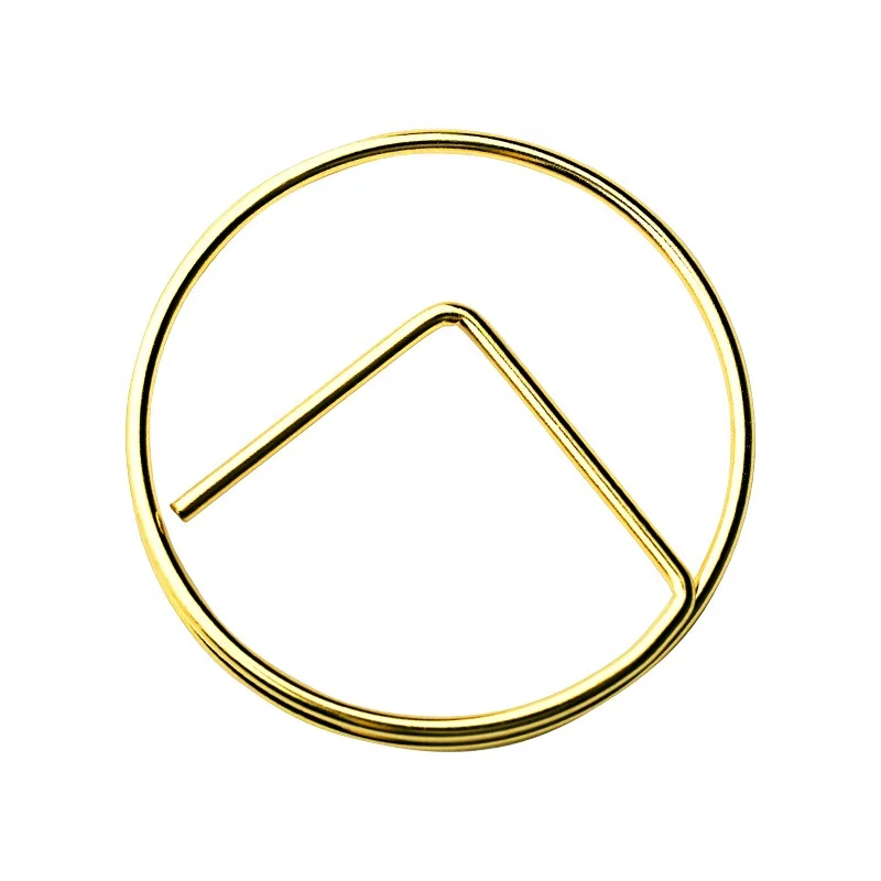 Cute hollow gold stationery office school metal Geometry shape paper clips bookmarks