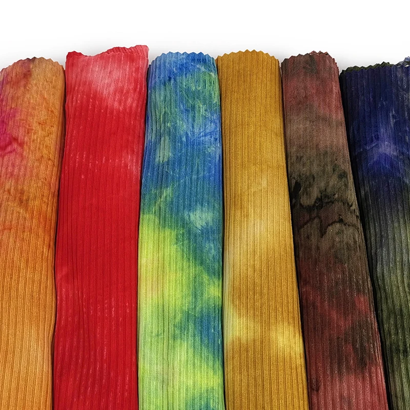 
ESSE TEXTILE DTY 4*2 RIB 2-SIDE BRUSH TIE DYED FABRIC FOR SWEATER TELA ELASTANE SPANDEX 
