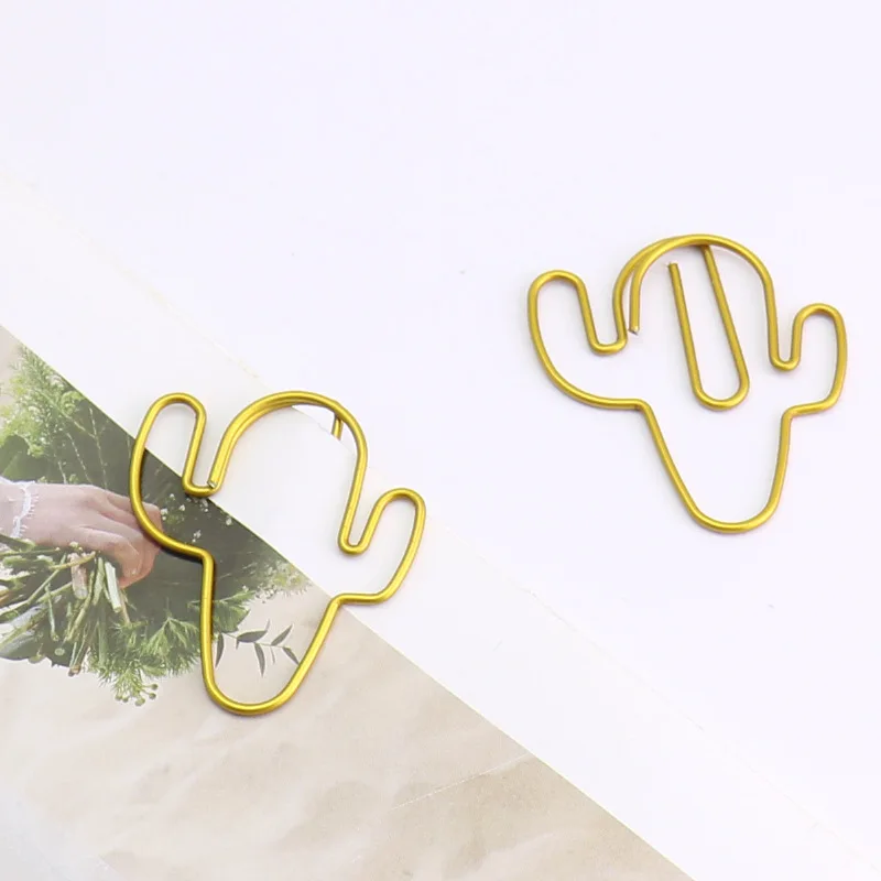 Imination gold cactus shape paper clip office & school use paperclip