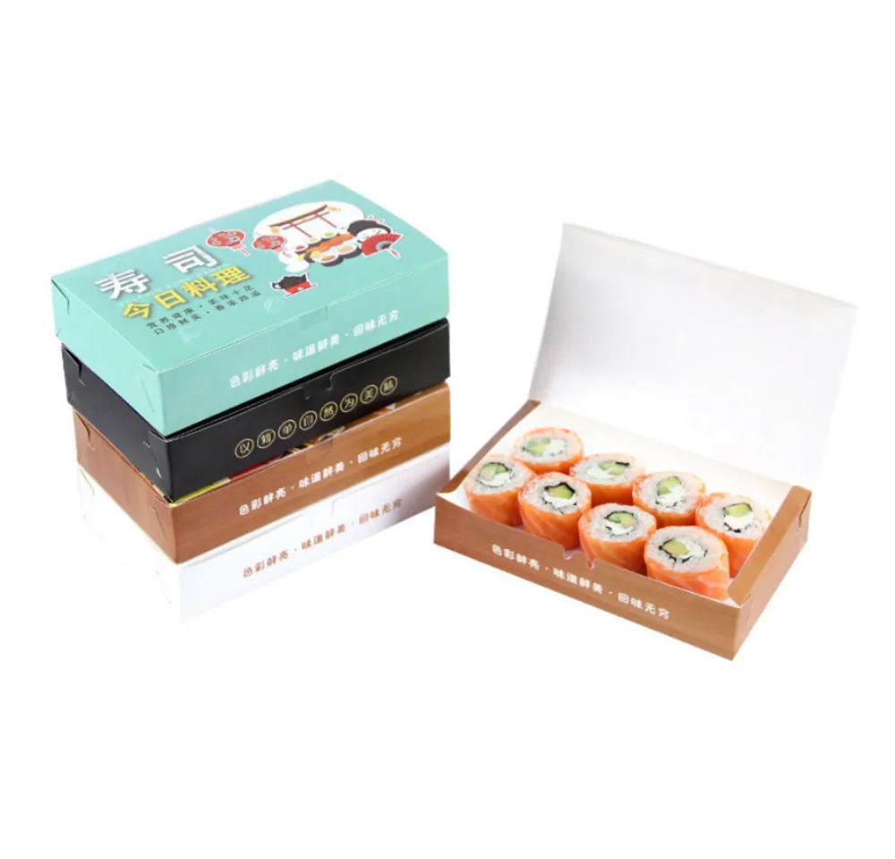Custom White kraft lunch Disposable sushi take out box bento box food salad box Baked pastry