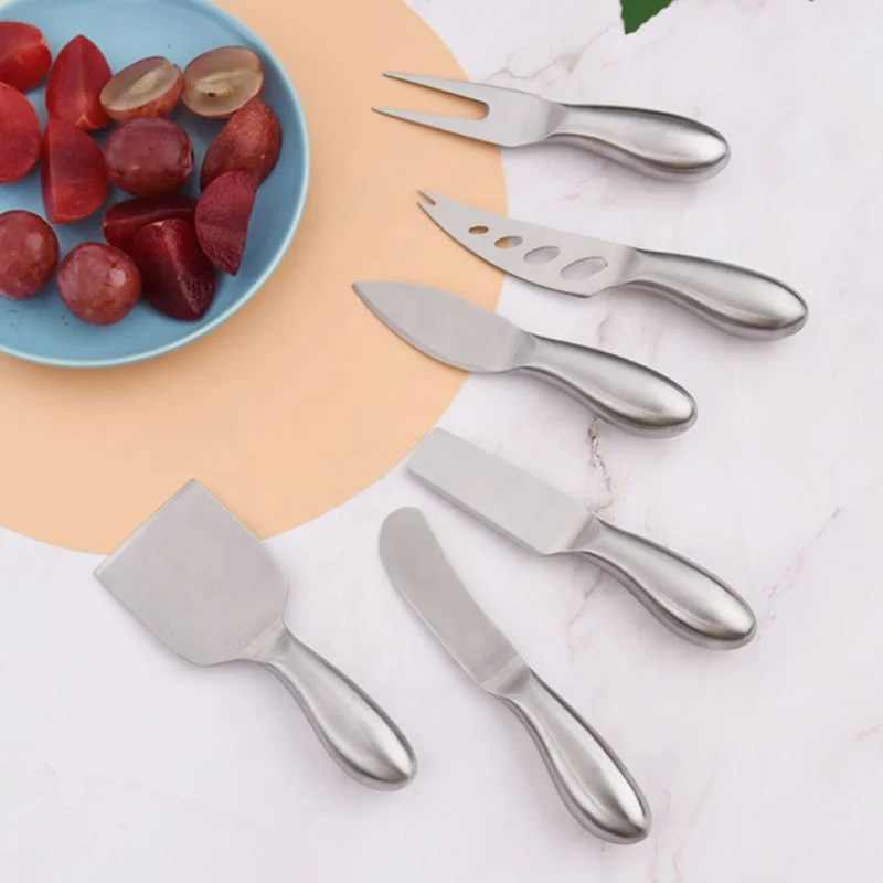 Amazon Hot Selling 6pcs Unique Cheese Knife Tool Set Stainless Steel Kitchen Gadgets Cheese Knives With Gift Box