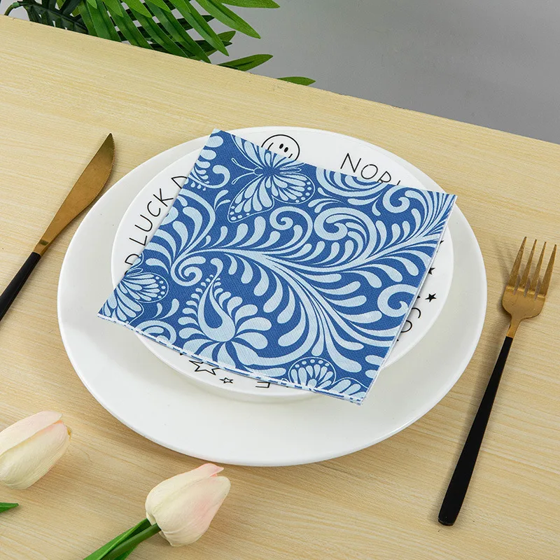 Floral design paper napkins for wedding party banquet decor 100% raw wood pulp cocktail paper towels