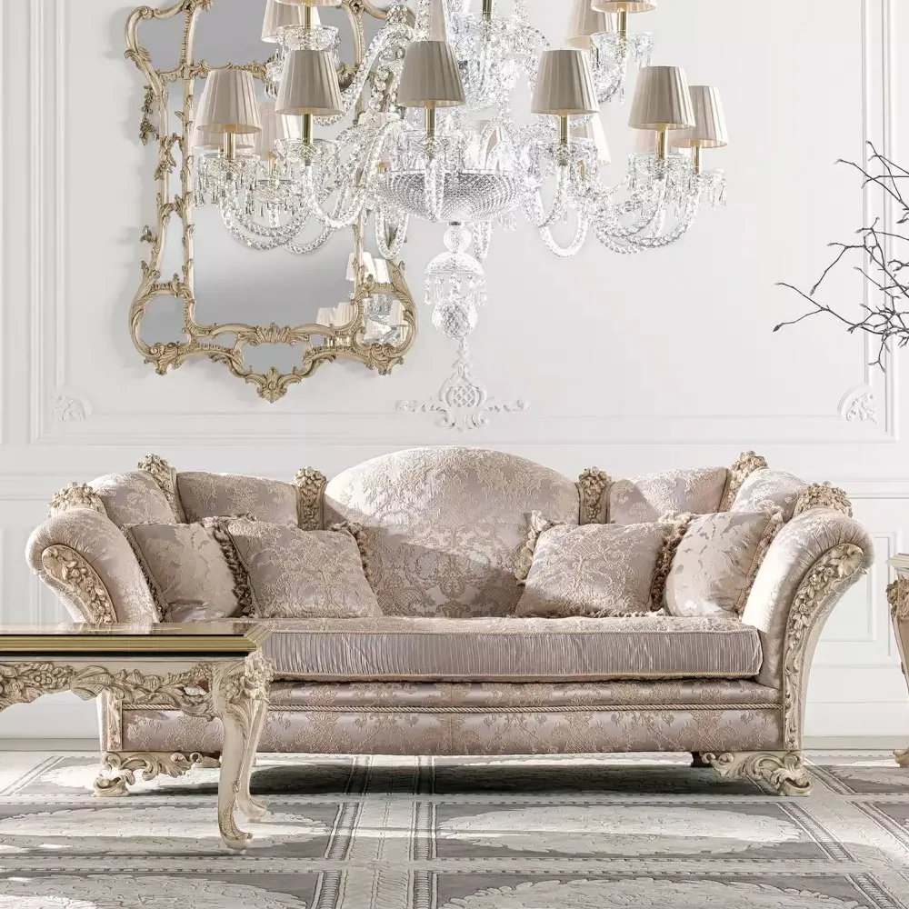 vintage french style living room furniture carving wood fabric classic luxury antique french furniture sofa