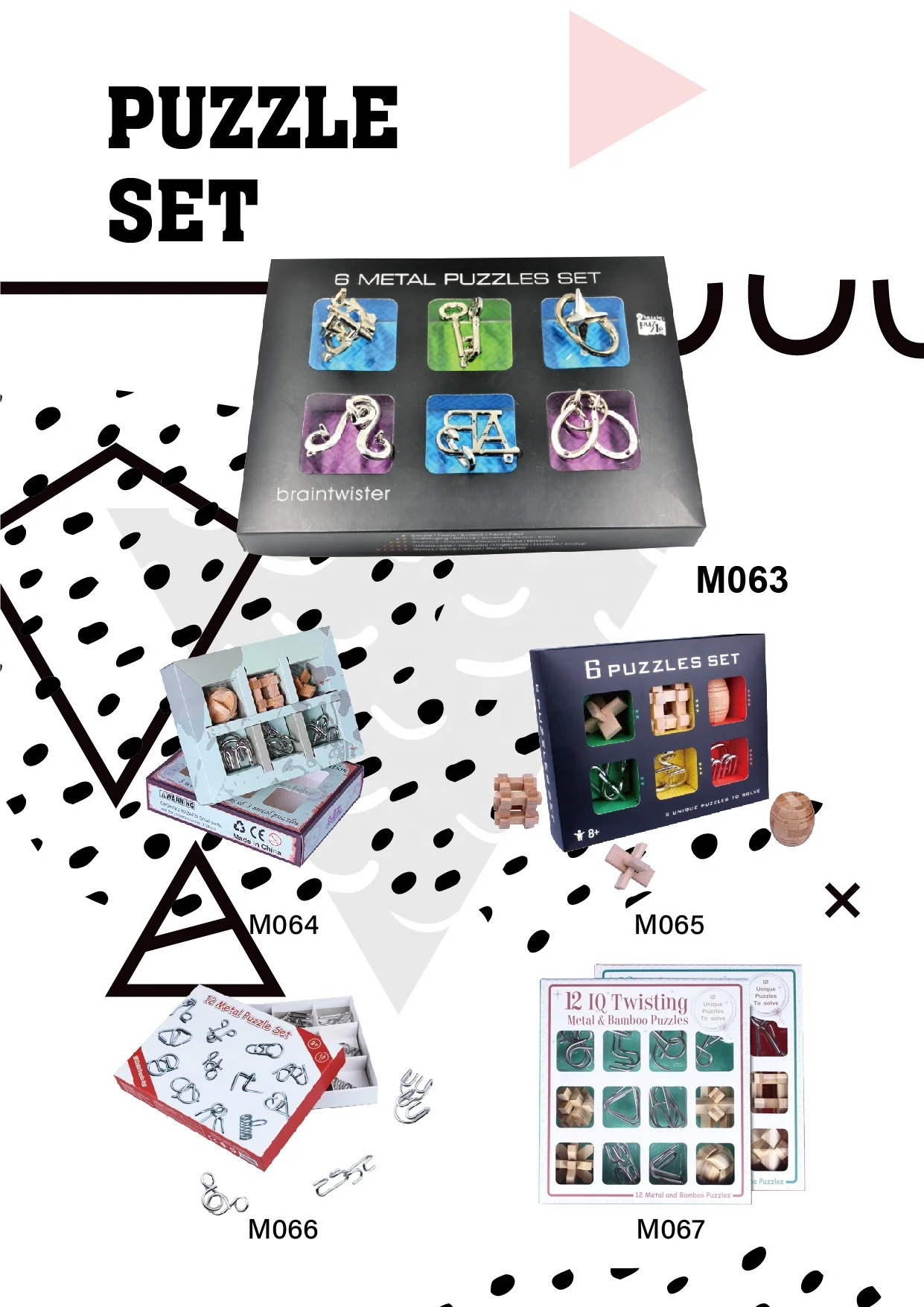 C01002 6pcs alloy keychain puzzles brain toys Set of 6 mini cast puzzles brain games kids toys metal brain teaser