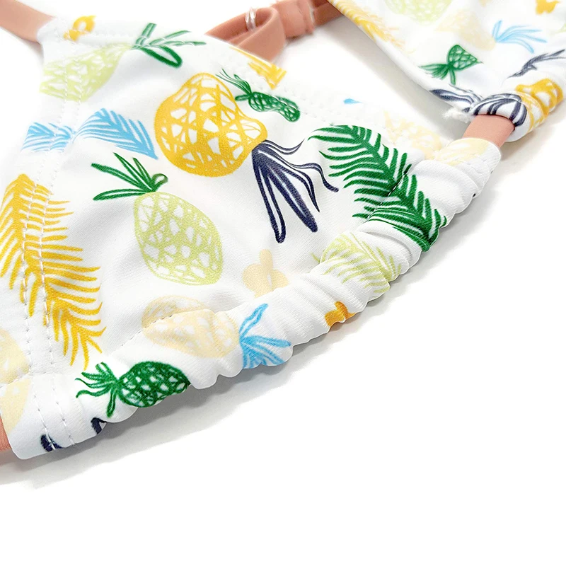 Vacations Beach Wear Fruit Print Sliding Fruit Sling String Bikini Kids Swimsuit Triangle Girl Child Halter Micro Bikini