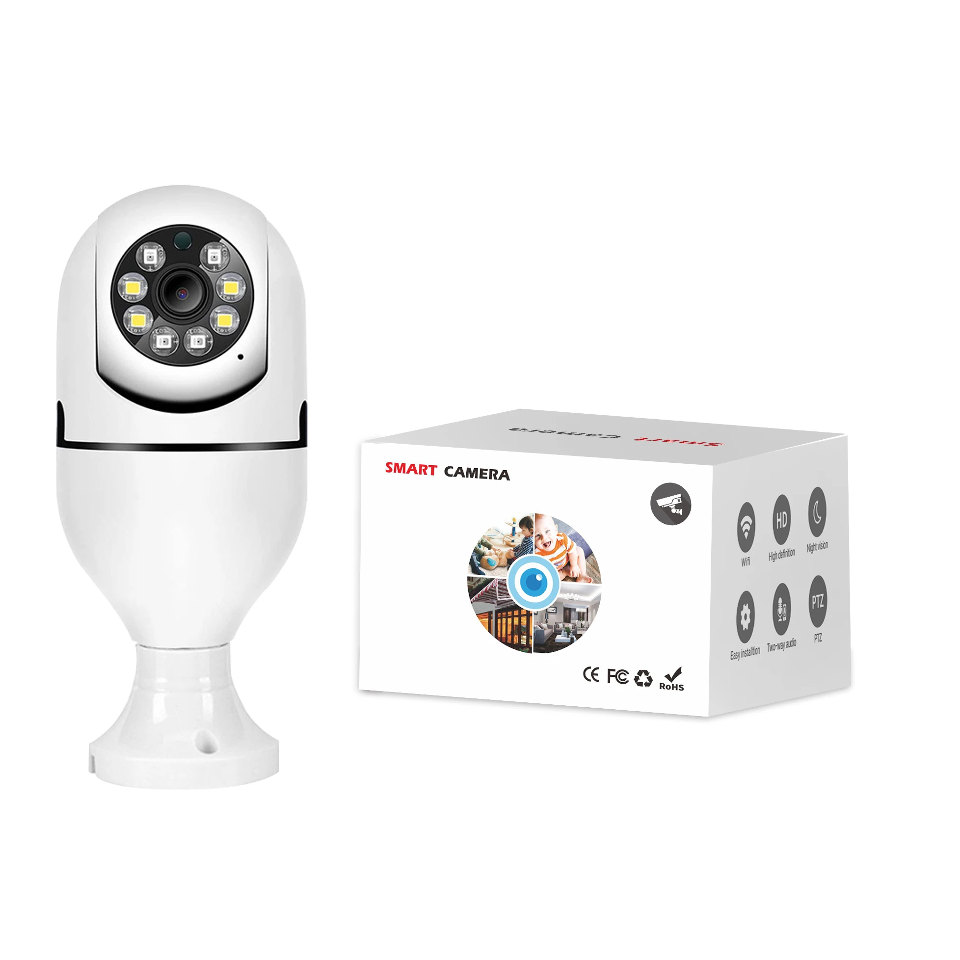 Icsee App 360 Wireless Security Camera 2MP Cloud Based Security Camera 360 1080P Wireless WiFi Light Bulb Security Camera
