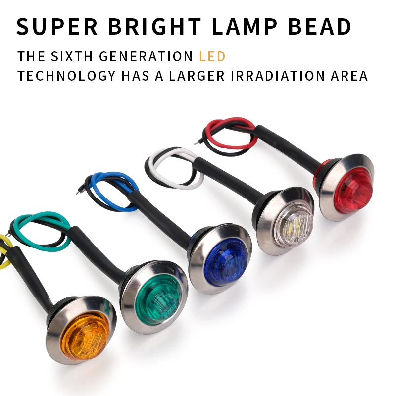 12V 24V LED Indicators Round Trailer Side Marker Light Yellow White Red Turn Signal Lamp Clearance Lights for Trucks