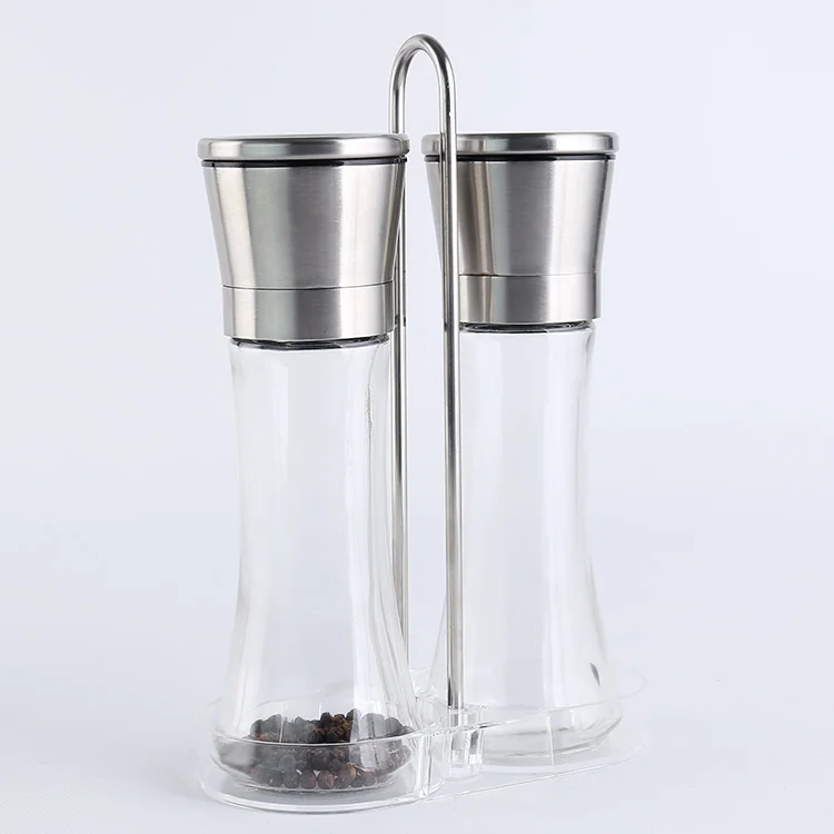New kitchen tools round glass mill for pepper jar with grinder hand spice jars