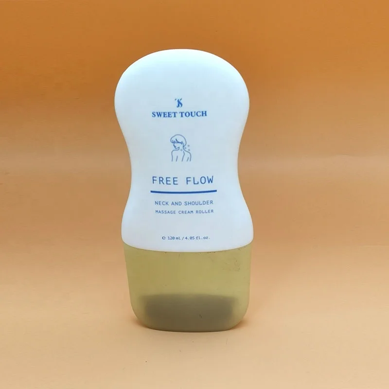 100 ml 150 g PE oval shape convex single roller massage flat skincare  cosmetics bottles with massager PP cap