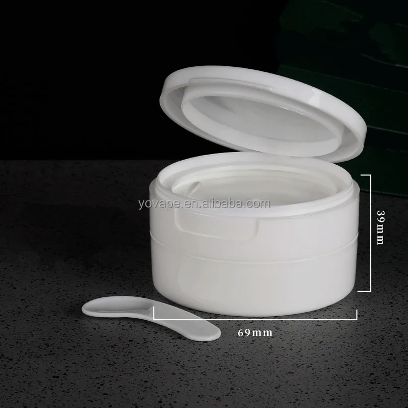 Luxury 50g 50ml 50 gram 100 ml 100g cream cosmetic empty PP white wide mouth plastic toothpaste powder jars with flip top lid