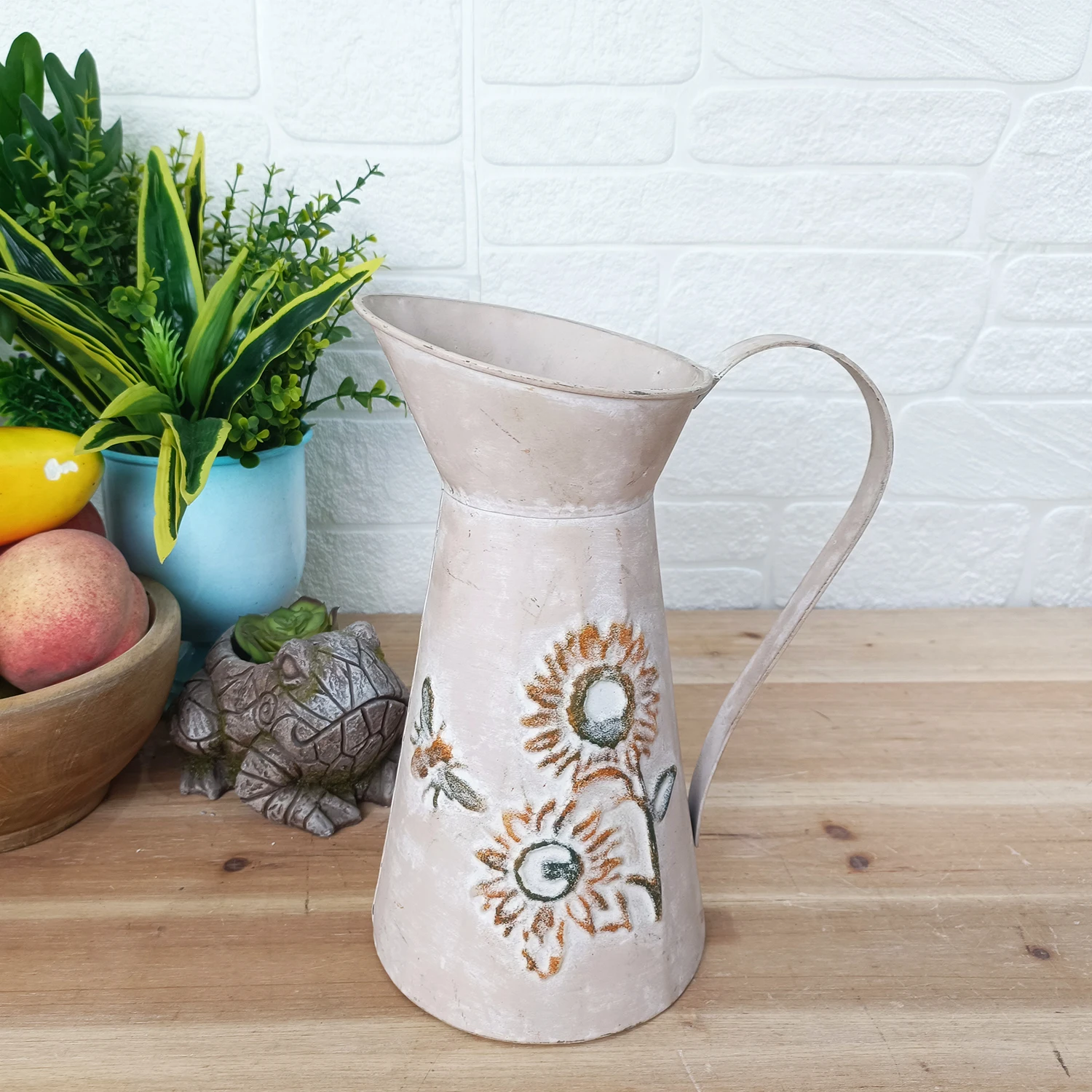 Professional Supplier Metal Milk Can Rustic Shabby Chic Can Primitive Decorative Flower Vase Mini Pitcher Jug Vase With Handle