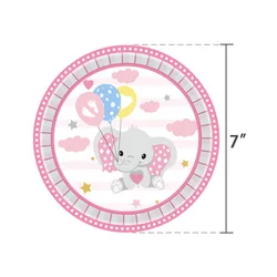 Baby Shower Tableware Pink Set for Baby Girl Birthday Party Set Baby Shower Elephant Party Supply