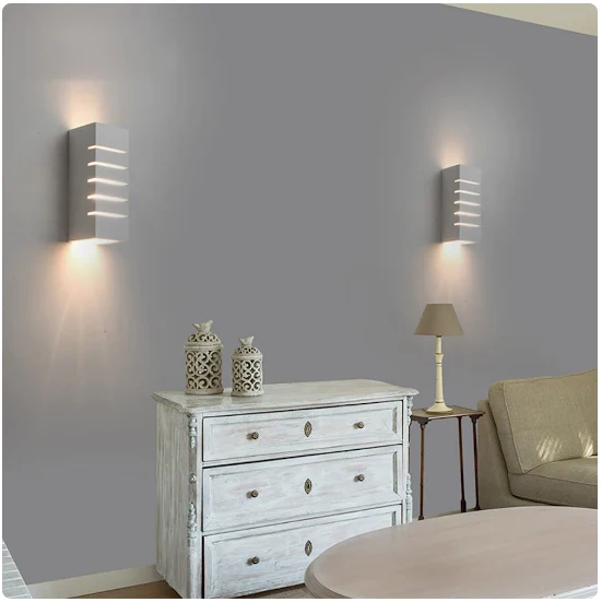 Timjay 2Head Wall Mount Creative Plaster Sconce Nordic Bedside Gypsum Lamp Up and Down Luminaire Bedroom Corridor led Wall Light