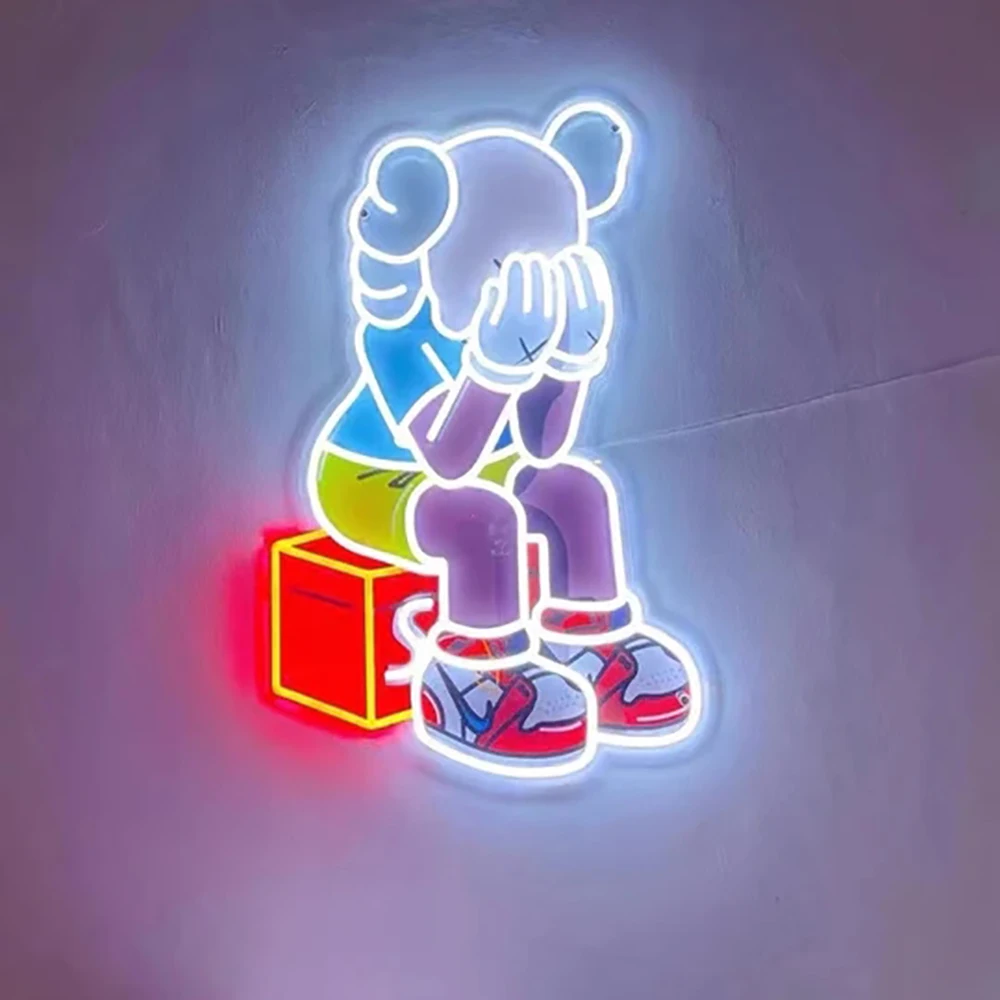 Неоновая вывеска на заказ в виде комиксов kaws уличная мода неоновая настенная декоративная для