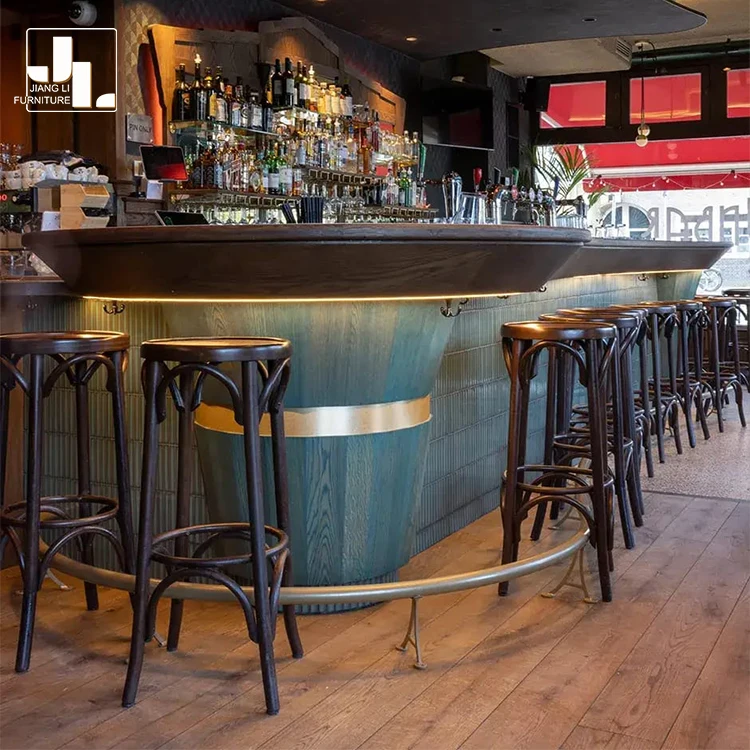 Modern Simple Commercial Bar Restaurant Height Wood Furniture Chair Beech Wood Rattan Backless Bar Stools