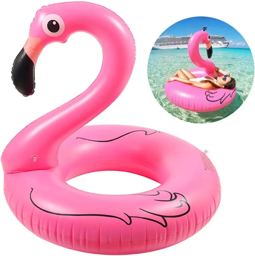 Inflatable Pool Toys Pink Flamingo Swimming Rubber Ring Lounge Swimming Pool Float Beach Raft great for both Adults and Kids