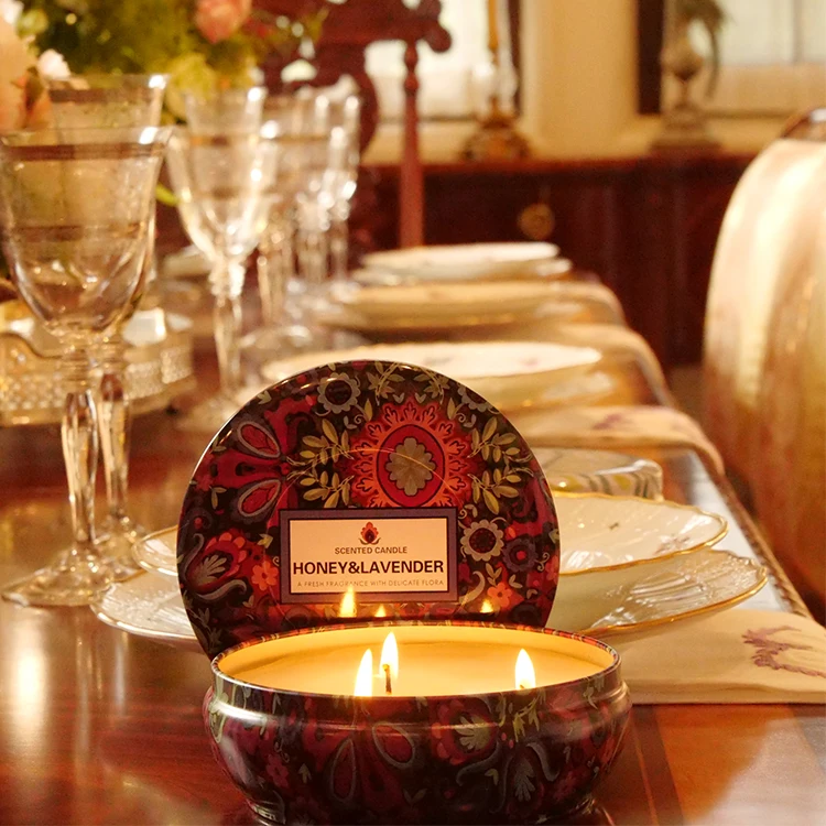 Customized wholesale eco friendly luxury scented tin candles with box