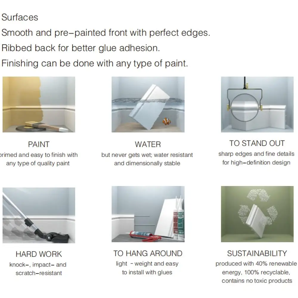 ps foam charcoal polystyrene wainscoting white waterproof bathroom polystyrene self adhesive skirting frame line board