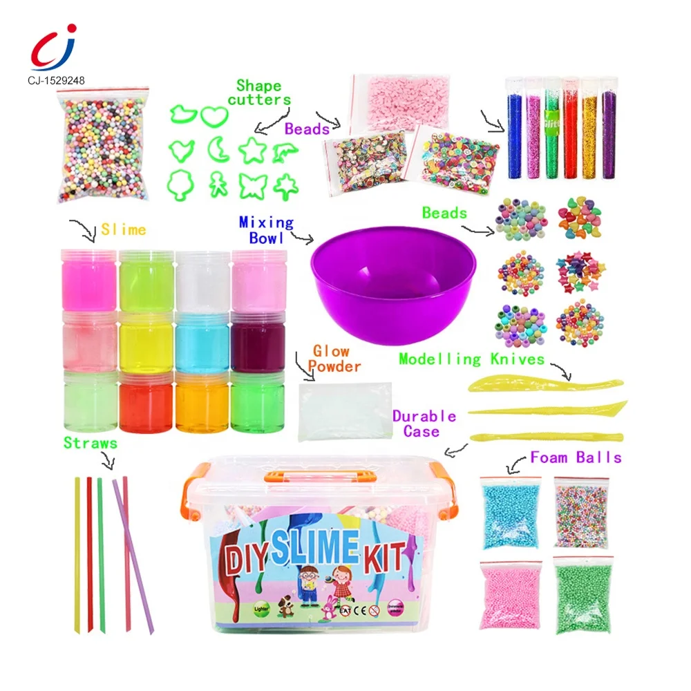 Chengji Colorful Putty Crystal Diy Slime Kit Fluffy Foam Slime Toy, for Kids Making You Own Slime