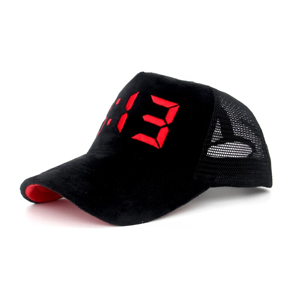 Custom Unisex High Quality 5 Panel Embroidery Logo Velvet Trucker Hat,Mesh Snap Back Gorras Trucker Cap