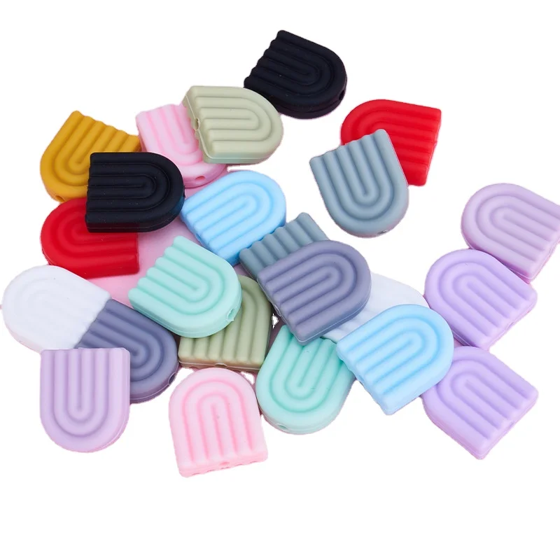 Hot Custom beads teether baby christmas chew rainbow soft Bulk western BPA Free silicone focal beads Wholesale halloween lanyard