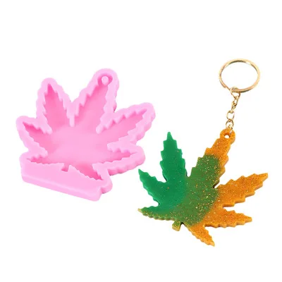 Resin Weed Baking Keychain Molds Silicon Making Keychains Maple Leaf Silicone Mold