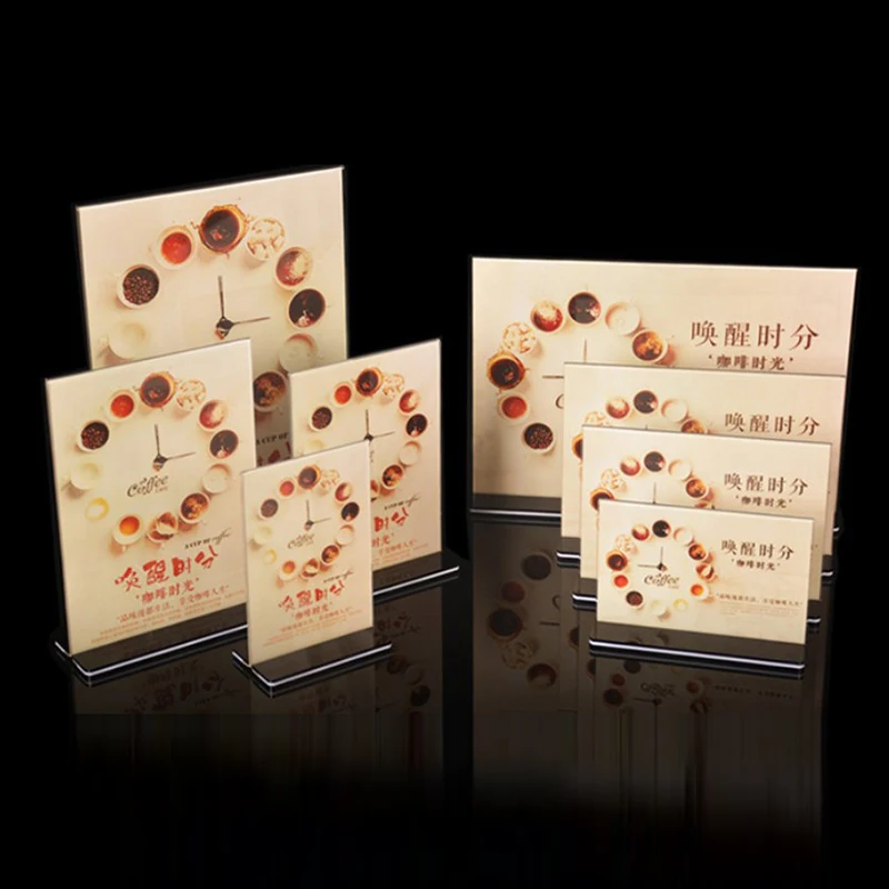 
A6 Detachable Acrylic Sign Holder Acrylic Material T Shape Acrylic Table Menu Holder Tents Price Flyer Display Card Holder stand 