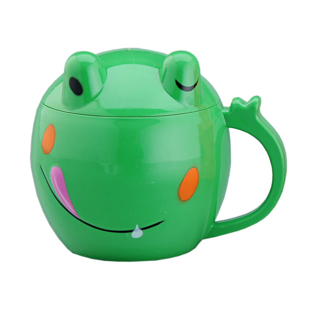 frog design hard plastic cartoon cups/mugs with lid for children