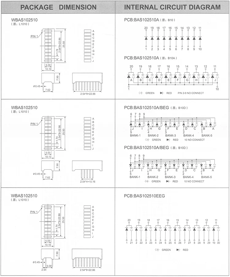 Ультратонкий полноцветный индивидуальный 102510 SMD SMT 10 сегментный светодиодный гистограммный дисплей