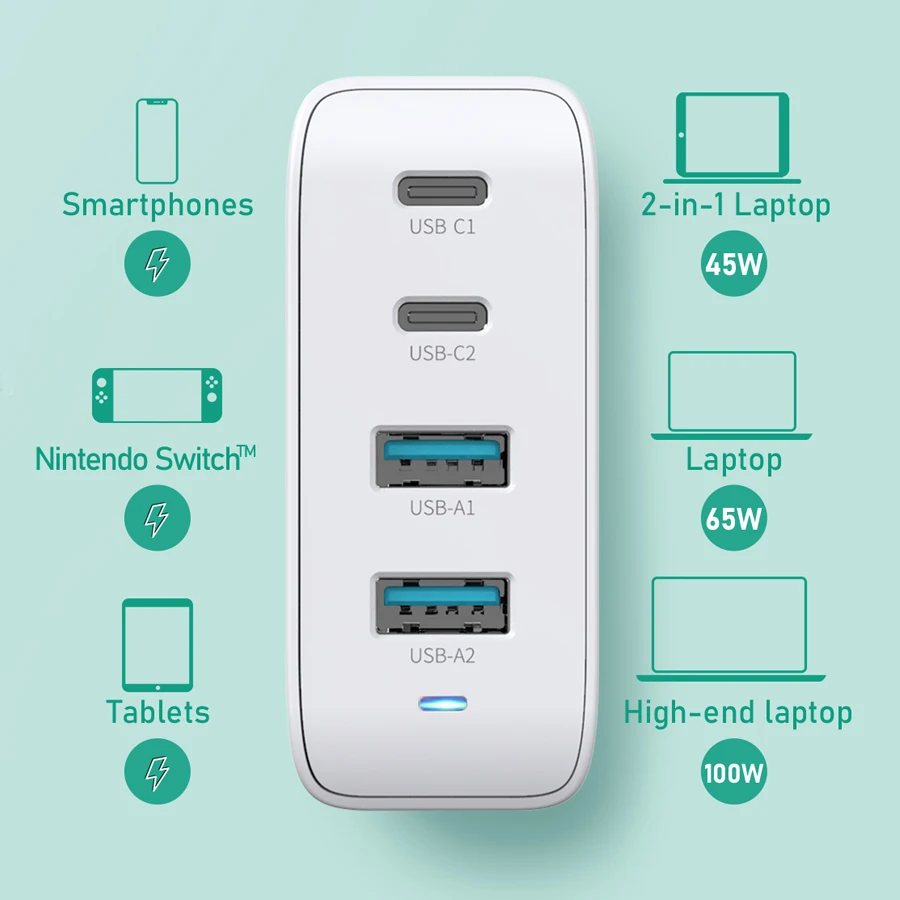 
Newest Products 2021 High Power Macbook Adapter 100W Multiport Charger Fast Charger 