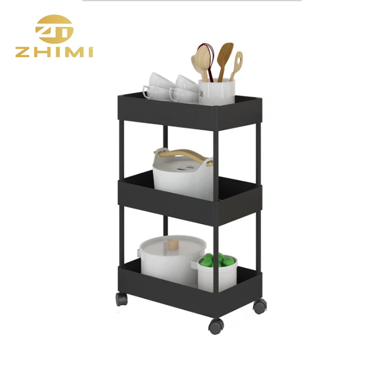 Multi-function Home Kitchen Rolling Storage Rack Shelf Plastic Ttrolley Cart on Wheels
