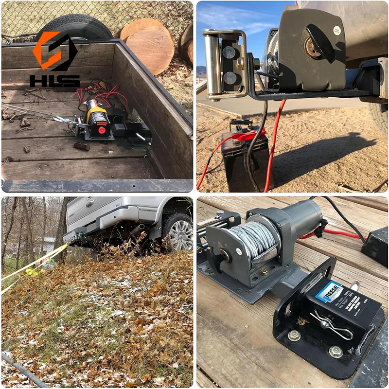 12V Voltage Towing Parts New 2-Inch Carbon Steel Winch Mounting Bracket ATV/UTV/Truck Trailer Hitch Receiver Winch Mount Plate