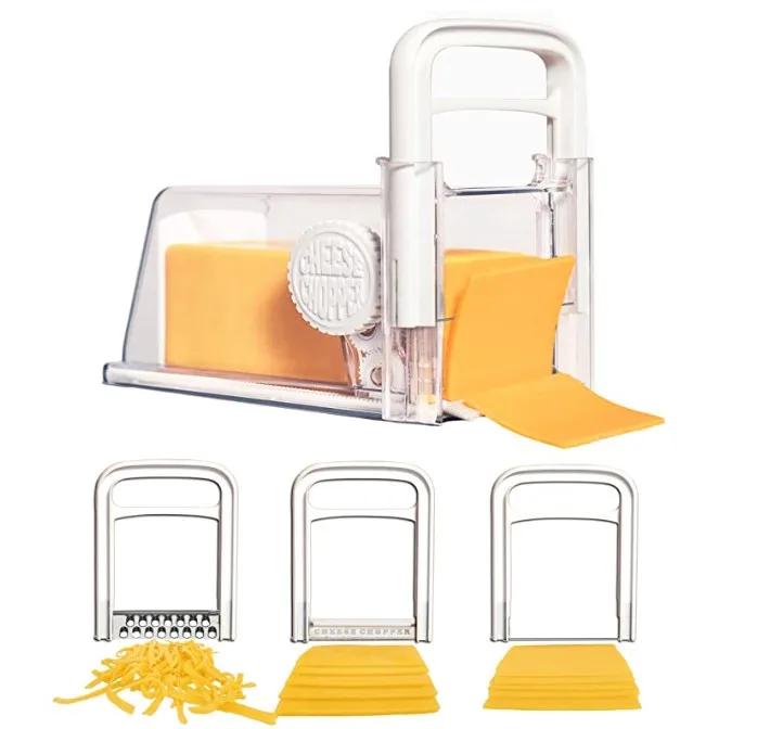 Cheese Chopper 4-in-1 | Cheese Grater with Handle, Wire and Blade Attachments | Instant Fridge Storage | up to 2lb Blocks