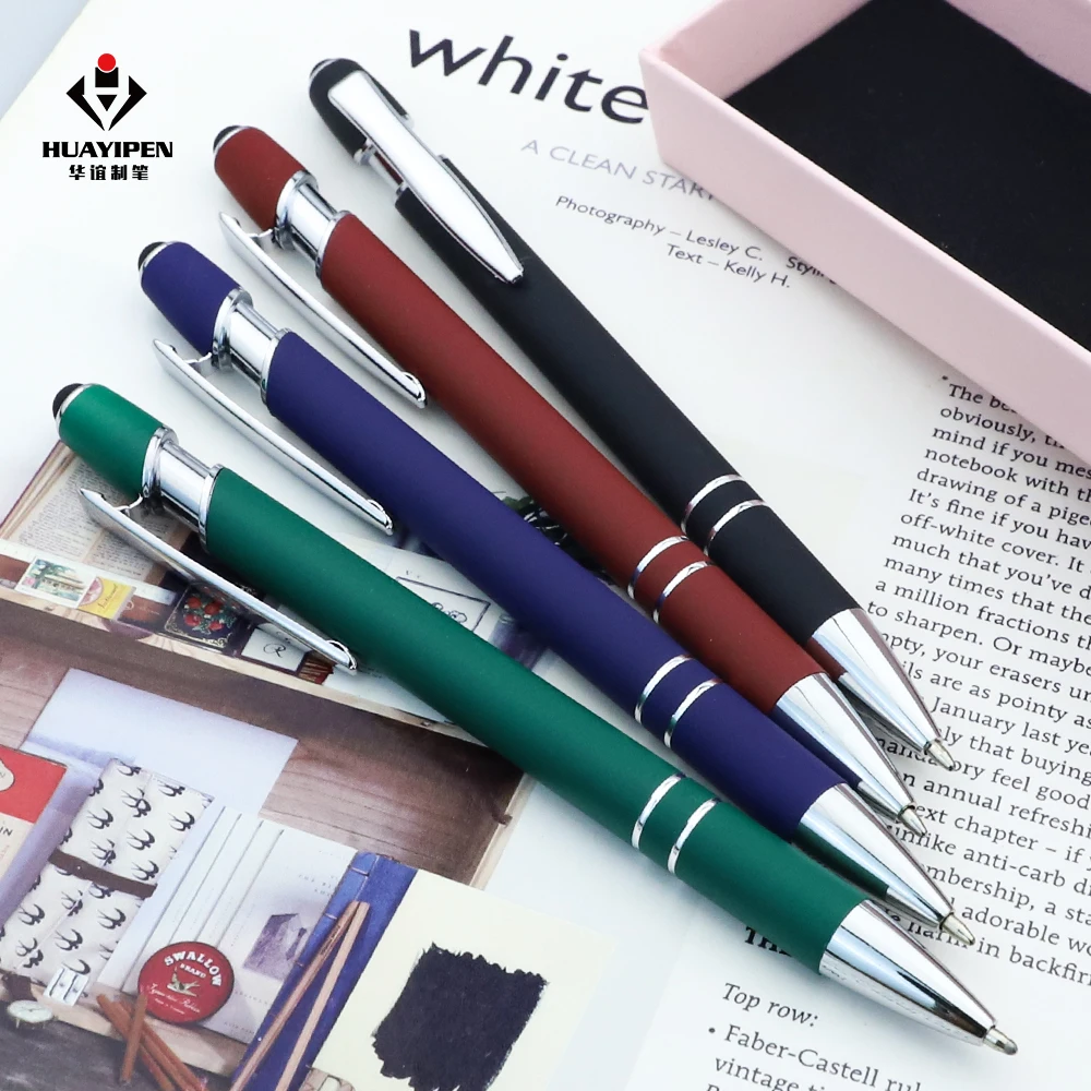 Promotional Custom 2 in 1 Capacitive Multi Function Metal Ball Pen Aluminum Screen Logo engraved Stylus Pen