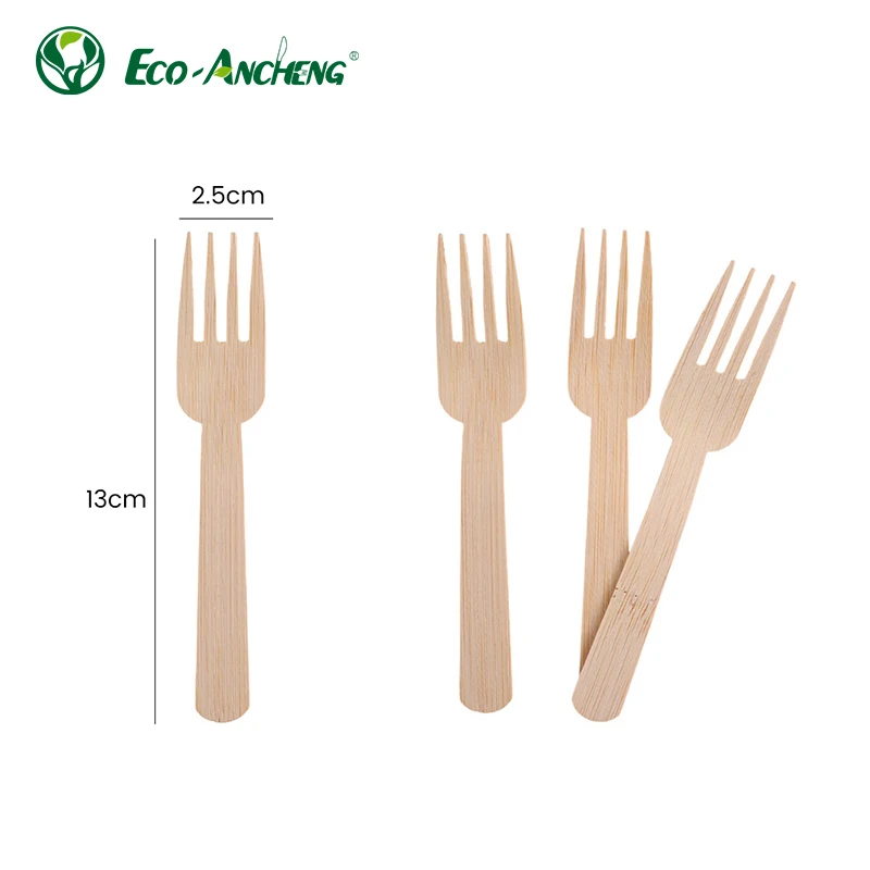 Biodegradable Bamboo Cutlery Eco-Friendly Good Price 100PCS Nature Bamboo Disposable Fork Set for Takeaway