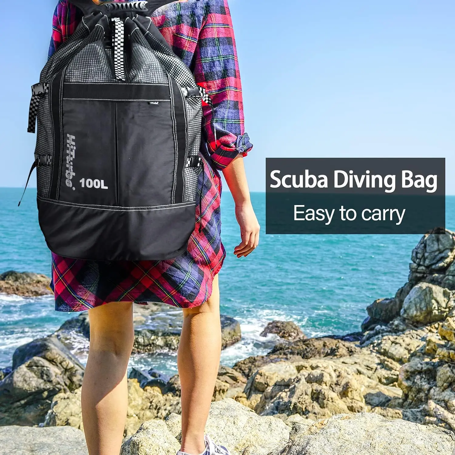 100L Large Capacity Mesh Diving Equipment Gear Bag Backpack Portable Storage Bag