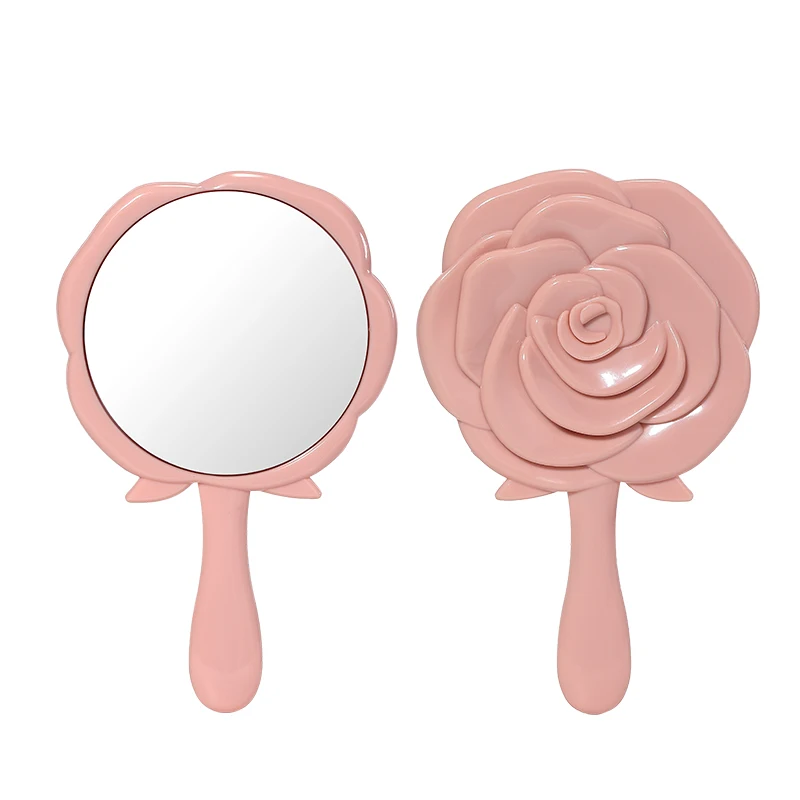 Wholesale Portable Rose Mirror Round Shape Mini Handheld Makeup Cosmetic Travel Mini Pocket Mirror Private Label SY731