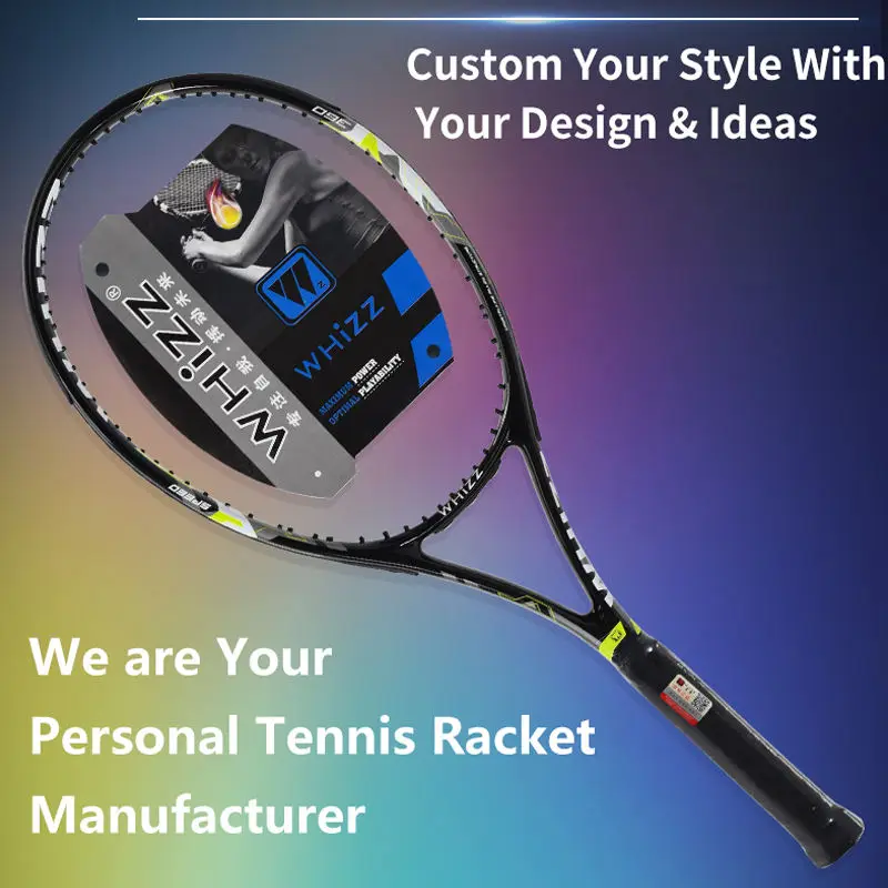 China tennis rackets factory made carbon fiber throat with polyester net black color tennis racket bag