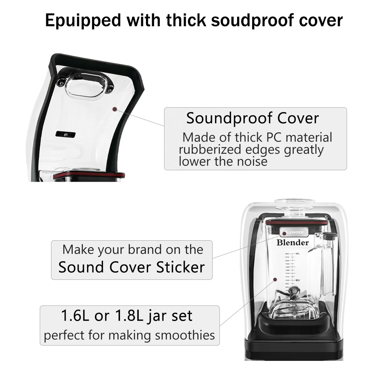 Programmable Blender Soundproof Kitchen Countertop Industries Strong Quite Ultra-High Speed Operation Commercial Blender