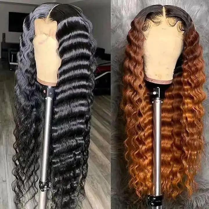 Hot Selling deep wave 5x5 closure wholesale price 30 inch hd deep wave lace frontal wig drop shipping deep wave weave pictures
