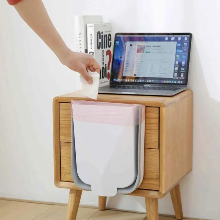 E1670 Under Sink Easy Clean Indoor Food Waste Compost Bucket Wall Mounted Foldable Trash Can Kitchen Foldable Plastic Waste Bins