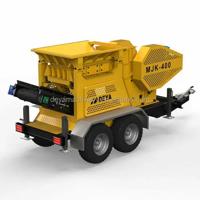 portable limestone granite stone rock mobile jaw crusher with mining feeder and belt conveyor