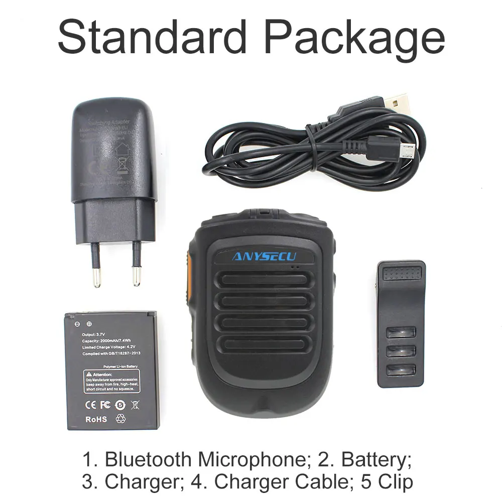  Беспроводной микрофон Anysecu B01 работает с REALPTT ZELLO Speaker MIC Blueteeth для android