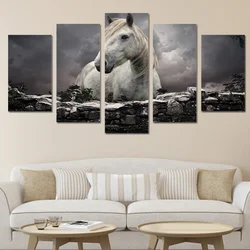 HD Printed Animals White Horse Poster Picture Canvas Painting For  Wall Art Room Decoration
