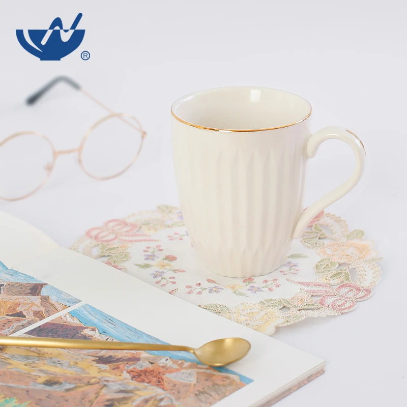 Wholesale Chaozhou New Bone China Pink Color Porcelain Coffee Cup Embossed Customised Ceramic Mug