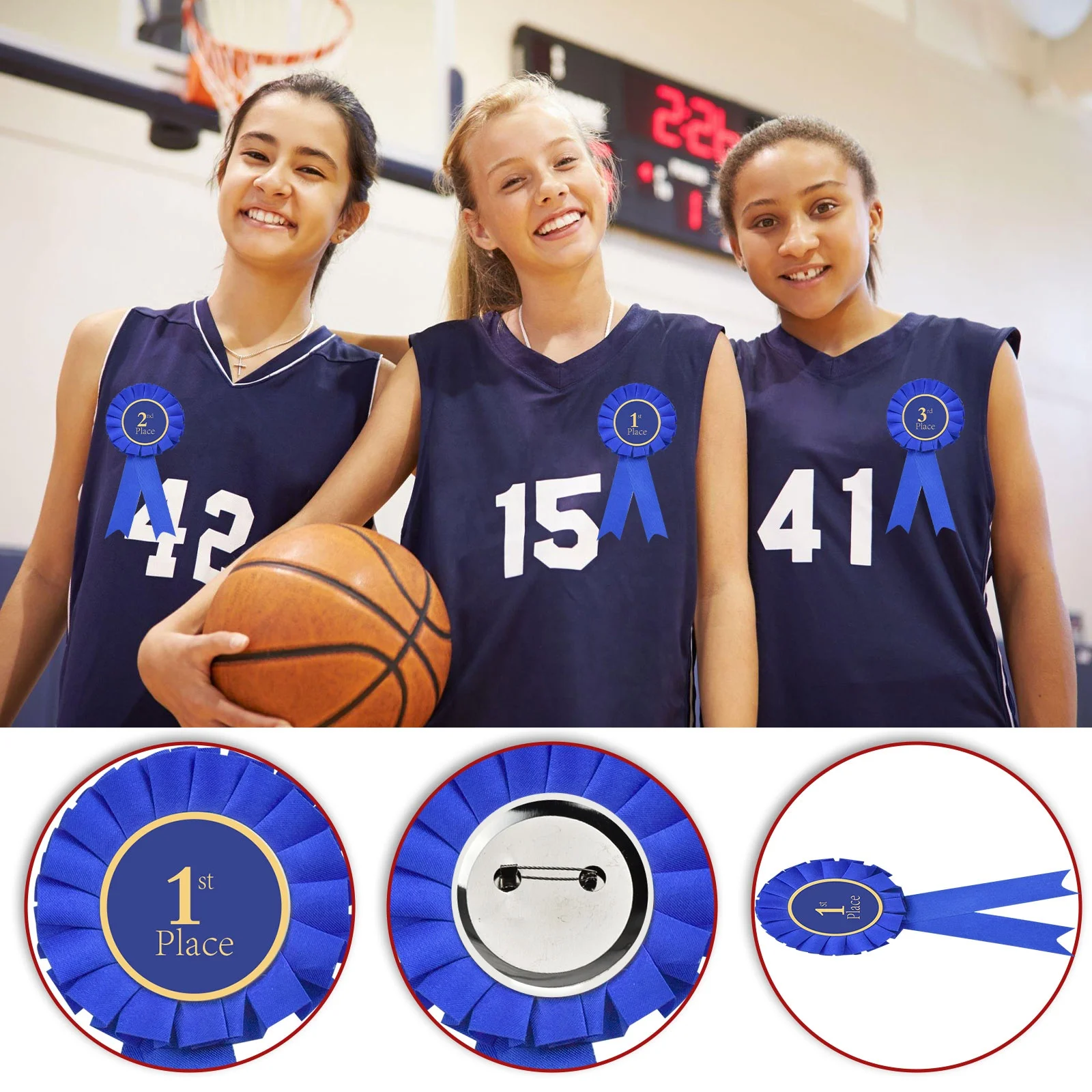 3 Pieces Award Ribbon Rosette Set Satin Participation Ribbon Honorable Ribbon Badge 1st 2nd 3rd Place Medals for Classroom Prize