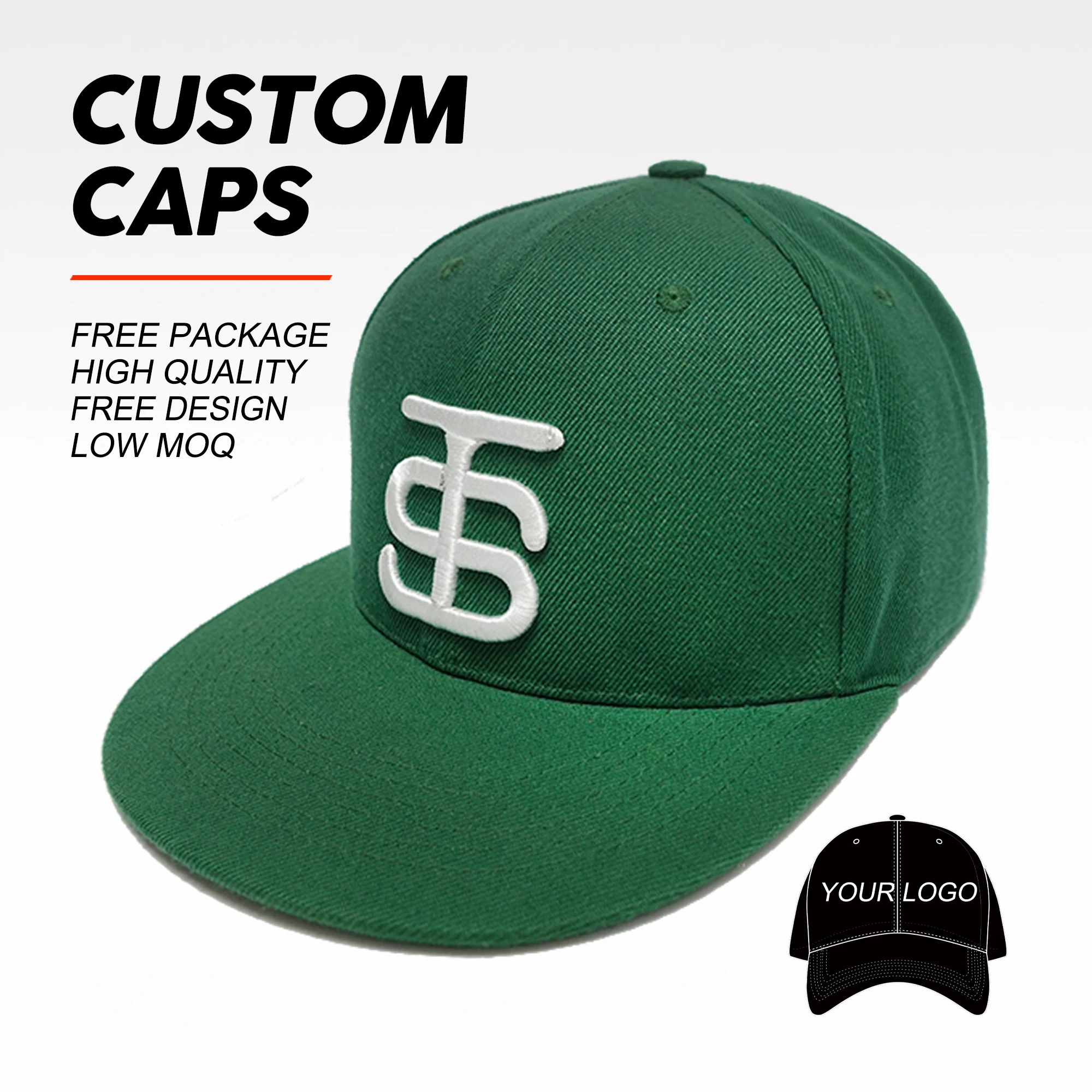 Custom Caps Embroidered Snapback Cap Breathable Full Cotton Snap Back Customized Logo Flat Brim Hip Pop Cap For Men