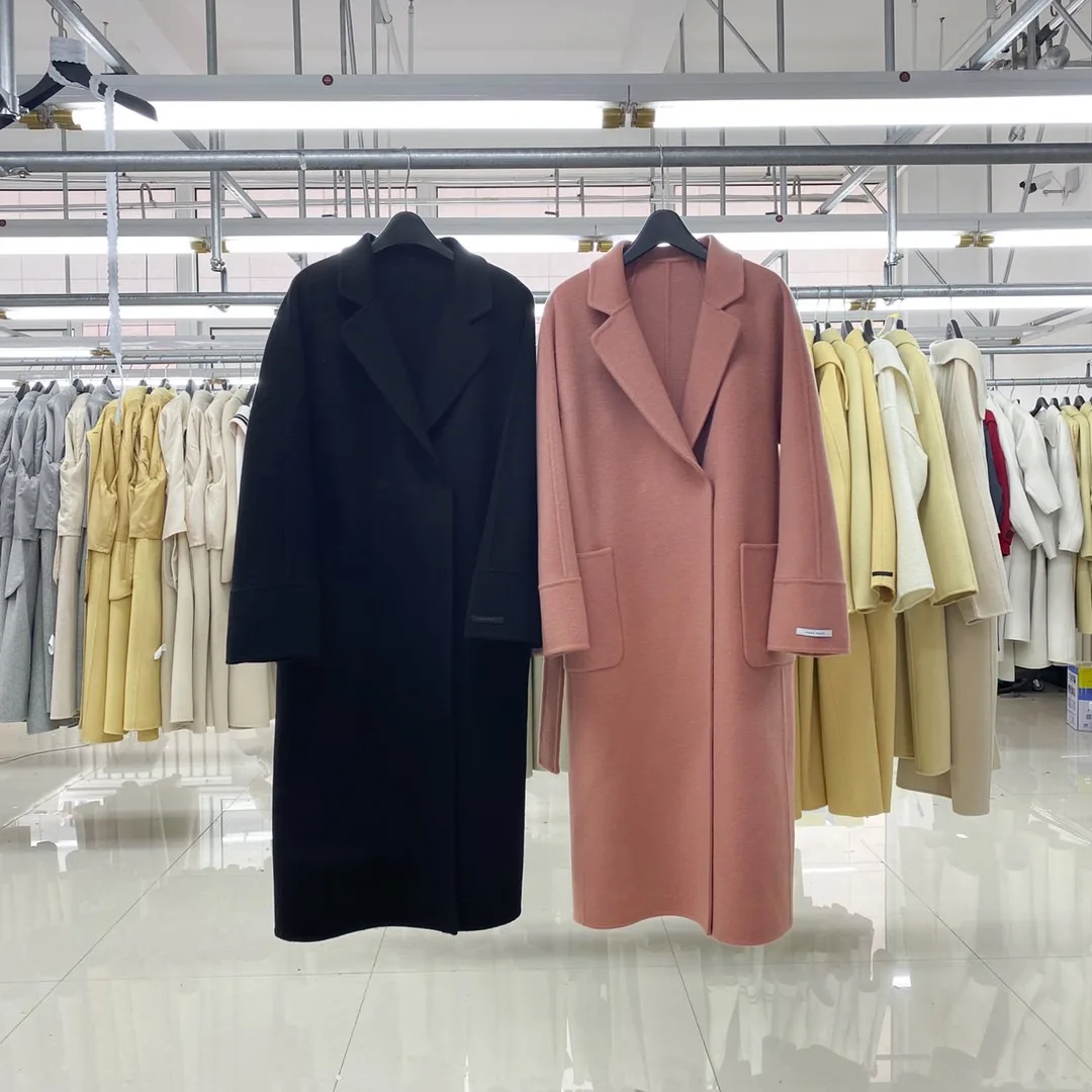 
2020 fashion women handmade wool coat classic pattern pink color 
